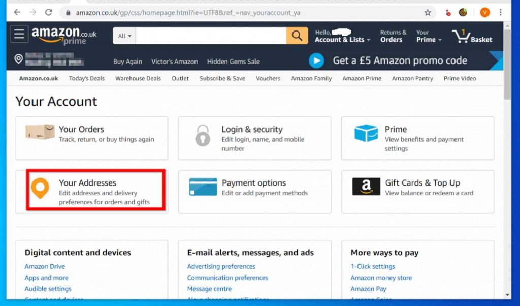 how to change shipping address in amazon.in