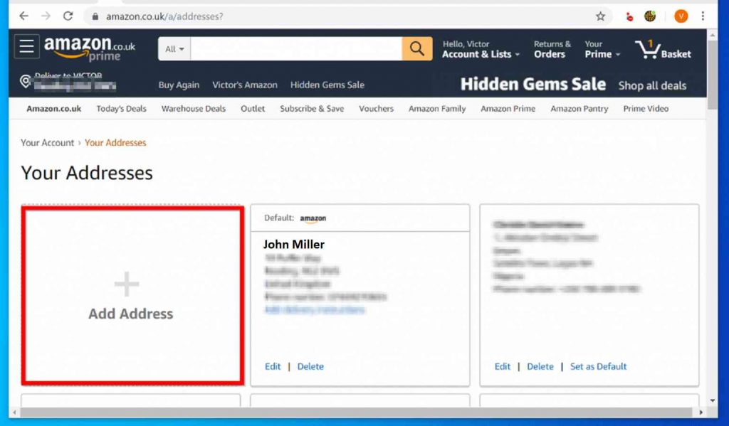 how to change shipping address in amazon india