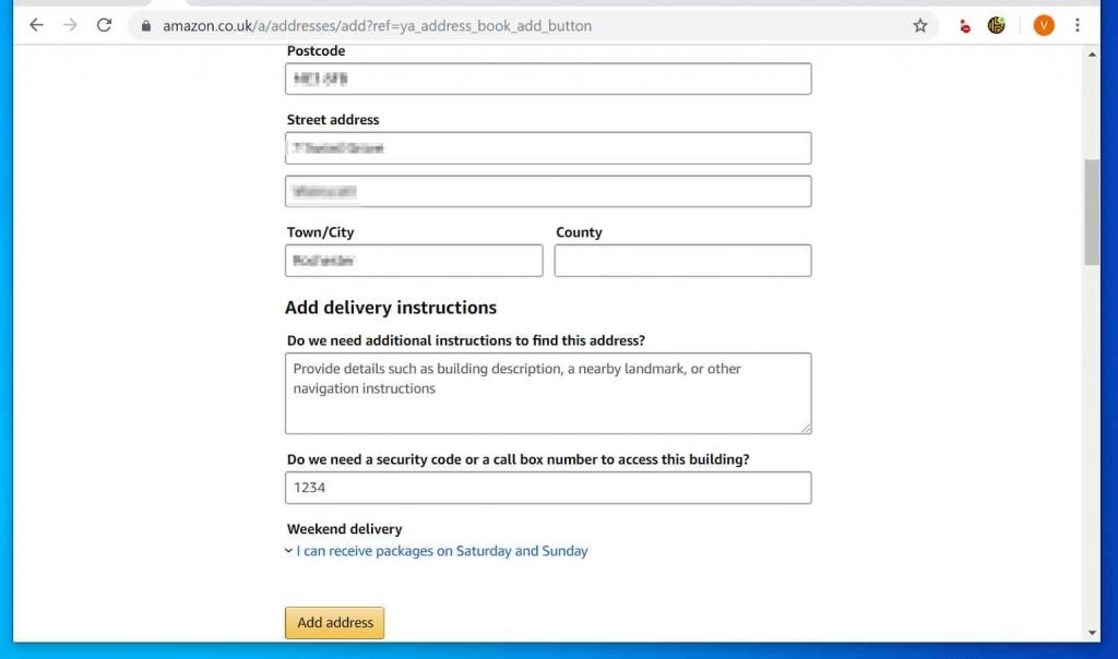 how to change the address in amazon order